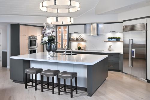 Grey, White and Wood Contemporary Kitchen